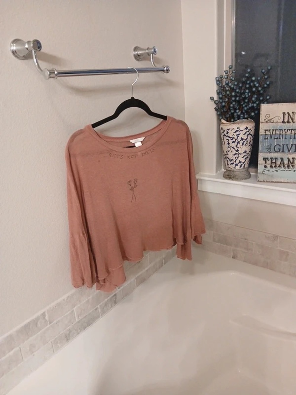 Selkie Dusty Rose Cropped “Riots Not Diets” Top